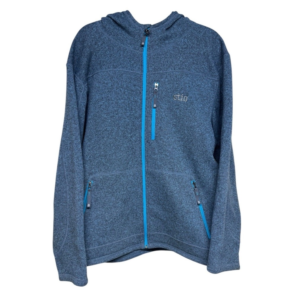 Stio Wilcox Fleece Hoodie Full‎ Zip Jacket Heathered Blue Men's Size X-Large